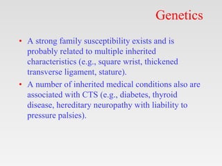 Genetics
• A strong family susceptibility exists and is
probably related to multiple inherited
characteristics (e.g., squa...
