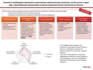 Accenture нужно развиваться по нескольким направлениям сразуСтратегический планСинергия  IT – консалтинга и операционного консалтингаМы можем организовать вашу операционную деятельность с помощью операционного консалтинга, но без применения IT – систем вы многое потеряете, ведь наша фирма лучшая в мире по обоим направлениям!Операционная деятельность+IT консалтингОперационный консалтингМы лучшие в обоих направлениях!Carpe Diem