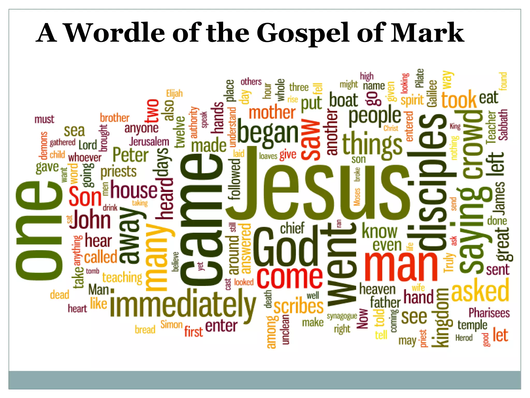 A Wordle of the Gospel of Mark

 