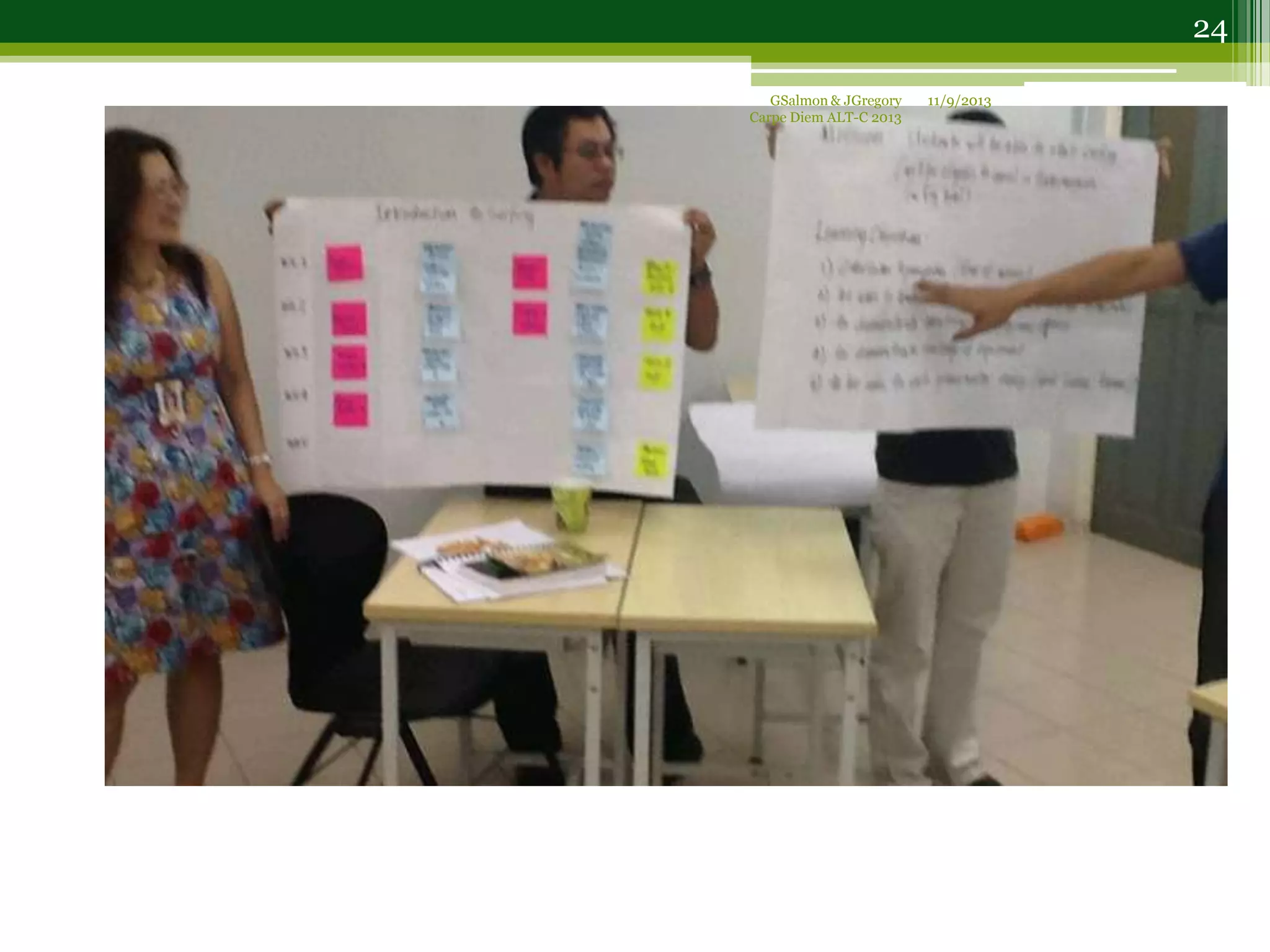 11/9/2013GSalmon & JGregory
Carpe Diem ALT-C 2013
24
 