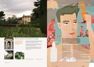 Thanks to stars like David Beckham
being candid about his ablutions there
is now very little stigma attached to
using beauty products. Even England
rugby hero Jonny Wilkinson confesses
to slapping on moisturiser after a
match. “It’s not about being girlie.
It’s about looking after yourself,” he
insists.
The rise of the Metrosexual male
is well documented: gone is the tough
and rugged man of yesteryear, replaced
by a more sensitive chap who’s not
afraid to lavish thousands of euros on
his appearance.
Take me, for example. In a bid not
to look like an old satchel in later life,
I use moisturiser twice a day. But
while I may have no qualms about
slathering that on there are limits to how far I’m prepared to push the
boundaries of self-prettification.
Recently a women’s magazine phoned me with an unusual
assignment. “Wearing make-up is all the rage amongst celebrity men,”
the features editor announced. “Jean-Paul Gaultier is launching a
men’s make-up range and Ewan McGregor was wearing foundation
and eye-liner to a recent premiere.”
I knew what was coming next: “Would you be prepared to walk
around London for an afternoon in full make-up?”
Don’t ask me why I said yes. It was a slow week. I was curious to
see what I looked like. Or maybe there’s something I’m not telling
myself. But days later I found myself sitting in Liberty’s cosmetics
department being “transformed”.
It was the first time I’d ever worn make-up and I wasn’t pleased
with the results. The beautician assured me I looked “beautiful”. I
thought I looked like Boy George.
Yet remarkably, as I walked around London, no one laughed. In
fact, no one commented at all. After a few hours, I began to believe
my make-up was invisible, until I asked the Australian waitress
When it comes to grooming regimes, modern man has
come a long way from Imperial Leather soap and the odd
splash of Brut. The male cosmetics market has grown by
a staggering 800 per cent over the past seven years in the
UK alone, with men now spending more than 1.3 billion
euros on what has been dubbed “the peacock economy”.
Damon Syson discovers first-hand what’s available.
Pour les Hommes: Metrosexual Healing
Private domaine near Auribeau-sur-Siagne
Situated just 15 minutes drive from the centre of Cannes and near
the picturesque medieval village of Auribeau-sur-Siagne, this private
estate offers enormous potential for improvement.
With stunning open views to the sea and the bay of Cannes, the
main house consists of approximately 450m2 of living space and is
surrounded by traditional French gardens.
There is a caretaker’s lodging in the grounds, as well as a separate
farmhouse which overlooks agricultural land. There is also a
swimming pool. The entire estate extends to more than 40 acres
or 18 hectares of land.
This magnificent property
will appeal to anyone
looking for an exciting
renovation project in the
south of France.
Price 6 278 000€ Ref 1342
29
Carpe Diem //Summer 07 Summer 07// Carpe Diem
Ëwww.carlton-international.com
28
 