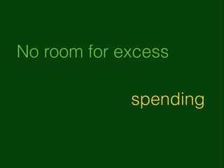 No room for excess
spending

 