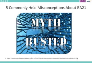 5 Commonly Held Misconceptions About RA21
• https://scholarlykitchen.sspnet.org/2018/02/07/myth-busting-five-commonly-held-misconceptions-ra21/
 