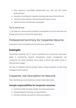 Carpenter Resume Examples & Writing Guide for 2025 | PDF