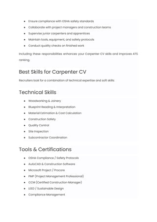 Carpenter Resume Examples & Writing Guide for 2025 | PDF