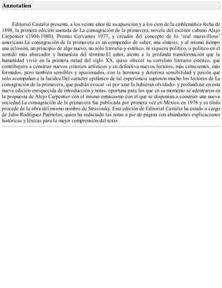 Carpentier, alejo   la consagración de la primavera