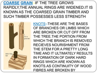 SHAKES:-THESE ARE LONGITUDINAL
SEPERATIONS IN WOOD BETWEEN
THE ANNUAL RINGS.THESE ARE
CRACKS WHICH PARTLY OR
COMPLETELY SE...