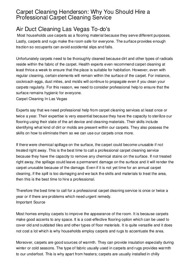 Carpet Cleaning Henderson Why You Should Hire a Professional Carpet