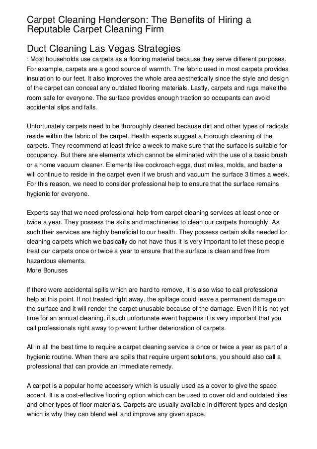 Carpet Cleaning Henderson The Benefits of Hiring a Reputable Carpet