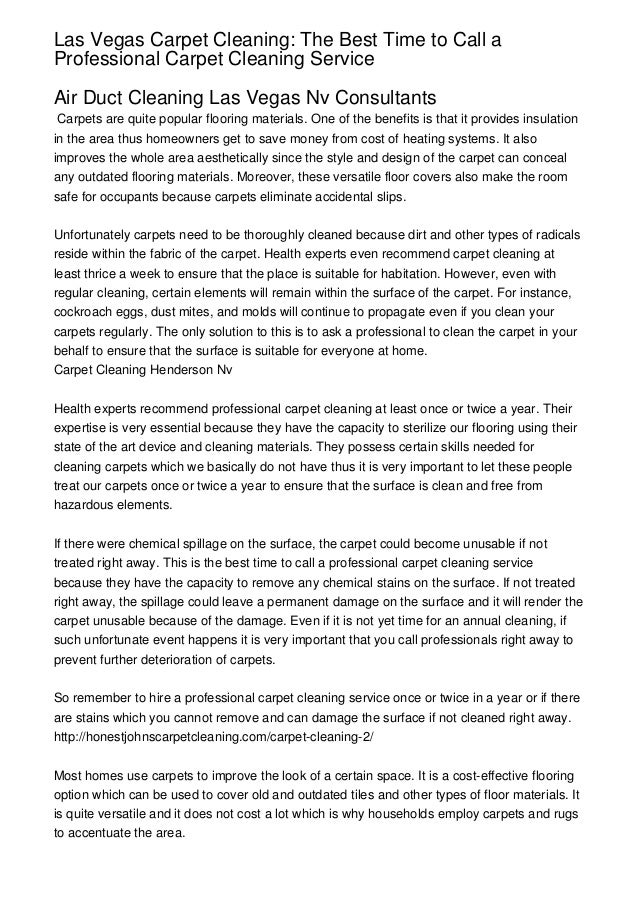 Las Vegas Carpet Cleaning The Best Time to Call a Professional Carpet