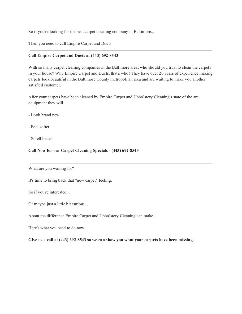 Carpet Cleaning Baltimore Empire Carpet and Ducts