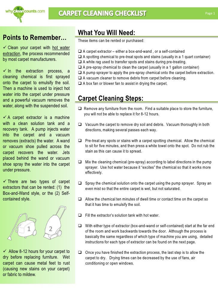 Carpet cleaning checklist