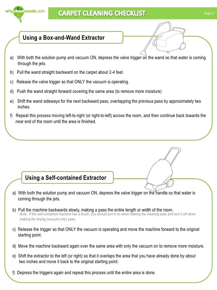 Carpet cleaning checklist