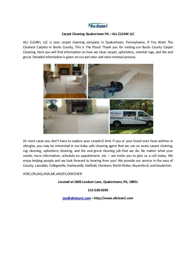 Carpet Cleaning Quakertown PA ALL CLEAN! LLC