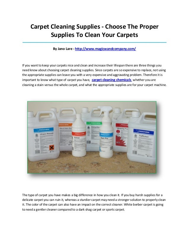Carpet cleaning supplies
