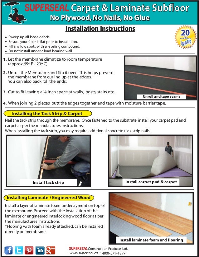 Superseal Carpet Laminate Subfloor Installation Instructions