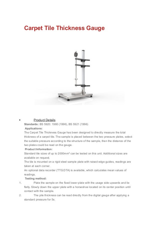 Carpet tile thickness gauge