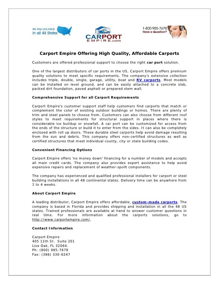 Carport Empire Offering High Quality Affordable Carports