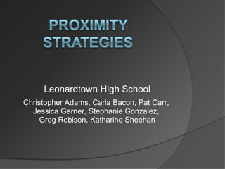 Leonardtown High School
Christopher Adams, Carla Bacon, Pat Carr,
  Jessica Garner, Stephanie Gonzalez,
     Greg Robison, Katharine Sheehan
 