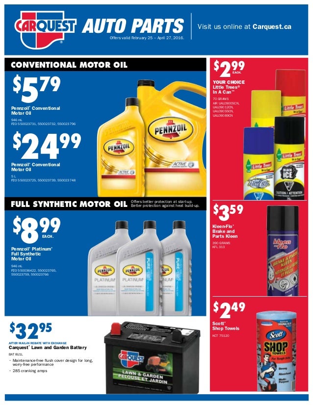 Carquest Retail Flyer Canada From Feb 25 April 27 16