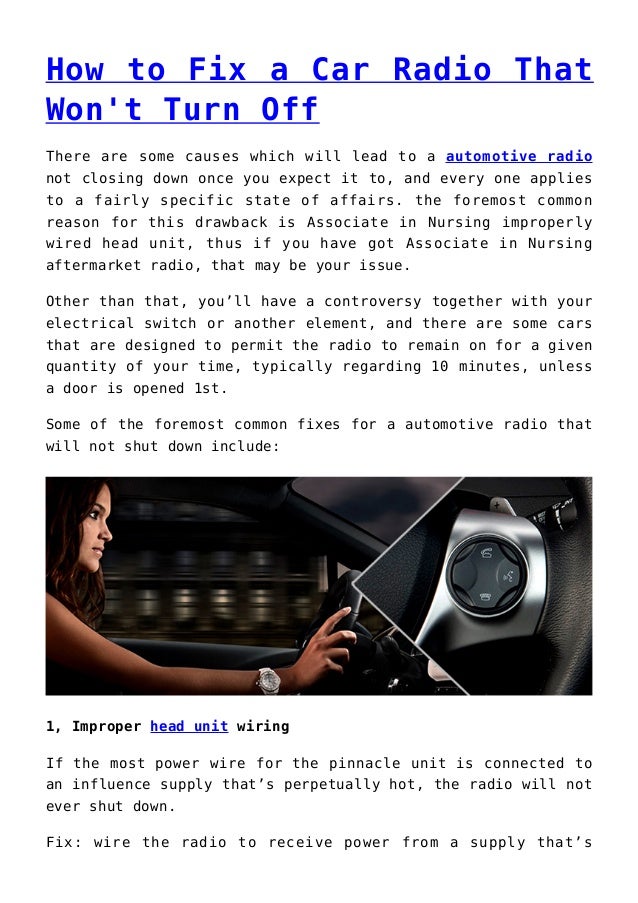 How To Fix A Car Radio That Won T Turn Off