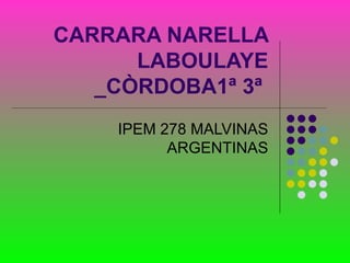 CARRARA NARELLA
      LABOULAYE
   _CÒRDOBA1ª 3ª
    IPEM 278 MALVINAS
          ARGENTINAS
 