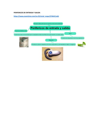 PERIFERICOS DE ENTRADA Y SALIDA
https://www.examtime.com/es-ES/mind_maps/274641/edit

 