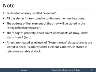 C# Arrays Presentation - Computer Science and Engineering Department | PDF