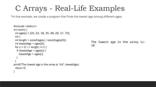 C Arrays for basic data structure analysis | PPTX