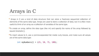 C Arrays for basic data structure analysis | PPTX