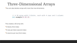 C Arrays for basic data structure analysis | PPTX