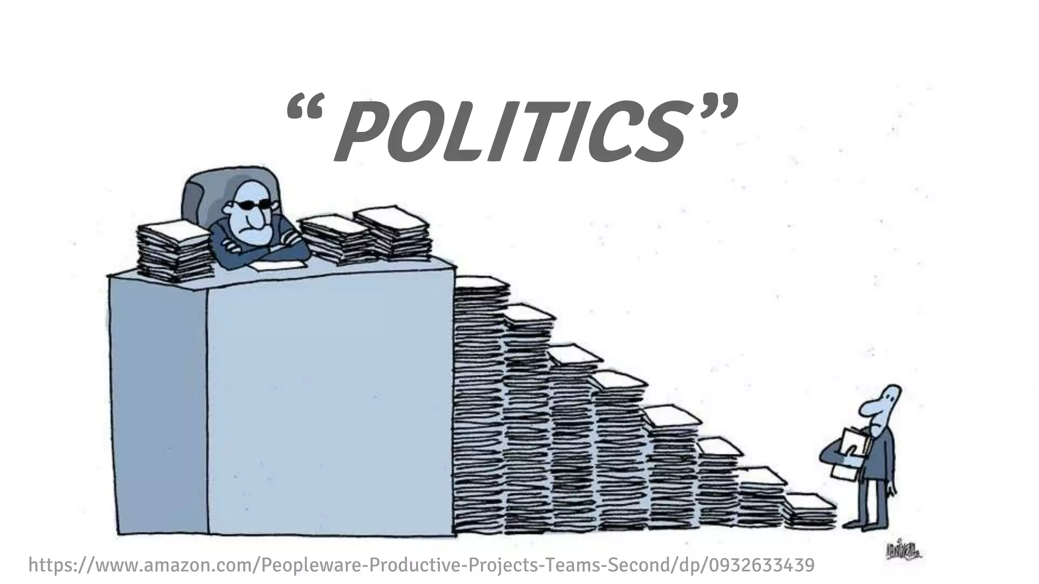 “POLITICS ”
https://www.amazon.com/Peopleware-Productive-Projects-Teams-Second/dp/0932633439
 