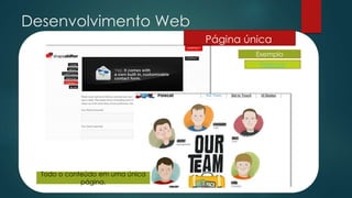 Desenvolvimento Web
Página única
Exemplo
Polecat
Todo o conteúdo em uma única
página.
 