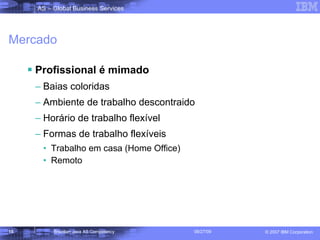Mercado Profissional é mimado Baias coloridas Ambiente de trabalho descontraido Horário de trabalho flexível Formas de trabalho flexíveis  Trabalho em casa (Home Office) Remoto 