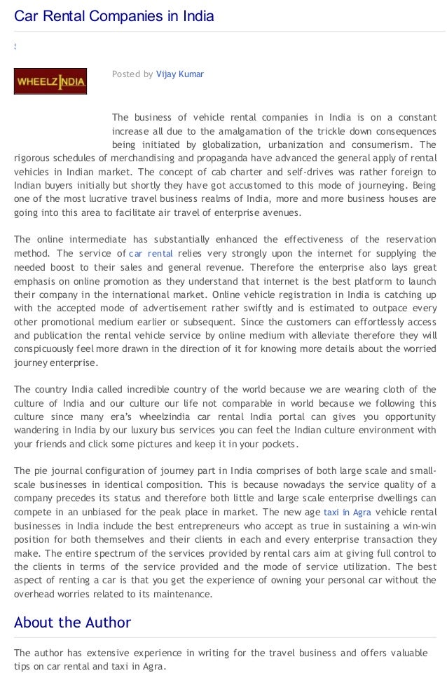 Car Rental Companies in India