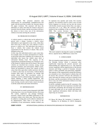 Car Rental System By Using PHP
ALAMURI RATNAMALA INSTITUTE OF ENGINEERING AND TECHNOLOGY 36
 