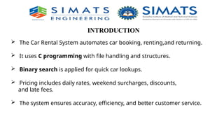 Project title is car rental system in C Programming | PPTX