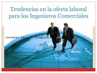 INFORM E Á REA DE NEGOCIOS
U ST
Tendencias en la oferta laboral
para los Ingenieros Comerciales
Damaris Saavedra Muñoz
Sección 2
Taller de informática
 