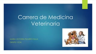 Carrera de Medicina
Veterinaria
MARIA VICTORIA PIZARRO FALLA
GRUPO 1ZOA
 
