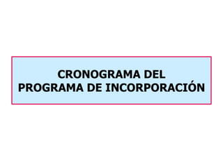 CRONOGRAMA DEL PROGRAMA DE INCORPORACIÓN 