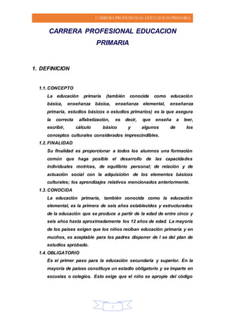 CARRERA PROFESIONAL DE EDUCACIÓN PRIMARIA | DOCX