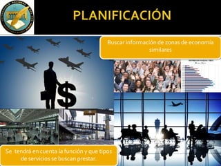 Se tendrá en cuenta la función y que tipos
de servicios se buscan prestar.
Buscar información de zonas de economía
similares
 