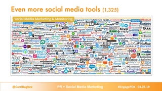 Even more social media tools (1,325)
@CarriBugbee PR + Social Media Marketing #EngagePDX 03.07.19
 