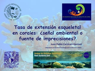 Tasa de extensión esqueletal en corales: ¿señal ambiental o fuente de imprecisiones? Juan Pablo Carricart Ganivet Laboratorio de Esclerocronología de Corales Arrecifales  