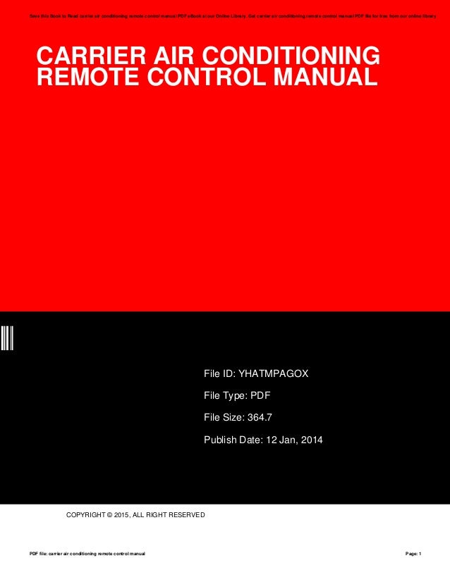 Carrier airconditioningremotecontrolmanual