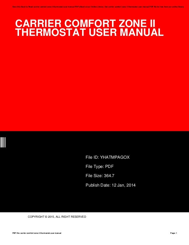 Carrier Comfort Zone Ii Thermostat User Manual