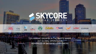75% ANNUAL GROWTH IN THE PAST 3 YEARS
24/7 GLOBAL OPERATIONS
HUNDREDS OF SATISFIED CUSTOMERS
 