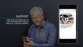 Offer quick and helpful tips as well as
informational videos to keep your
customers satisfied.
SUPPORT
Offer quick and helpful tips, as
well as informational videos to
keep your customers satisfied.
 