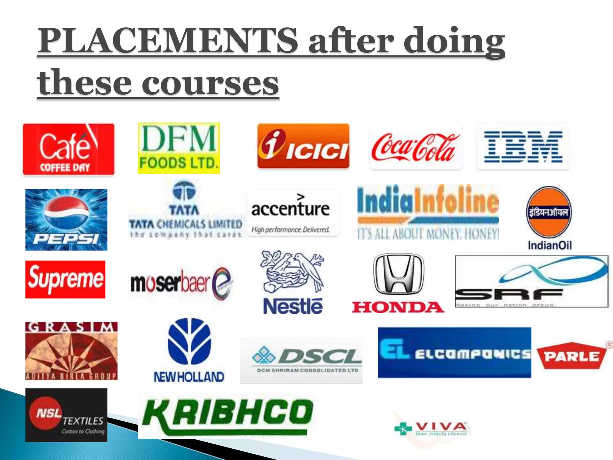 PLACEMENTS after doing 
these courses 
 