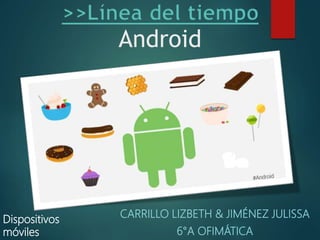 Android
CARRILLO LIZBETH & JIMÉNEZ JULISSA
6°A OFIMÁTICA
Dispositivos
móviles
 